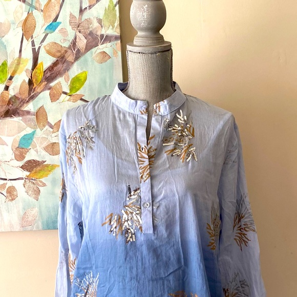 WHITE WAVES 💙BLUE💙 2PC WOMEN TOP with pockets SIZE MEDIUM 🌟EUC🌟 - Picture 13 of 14